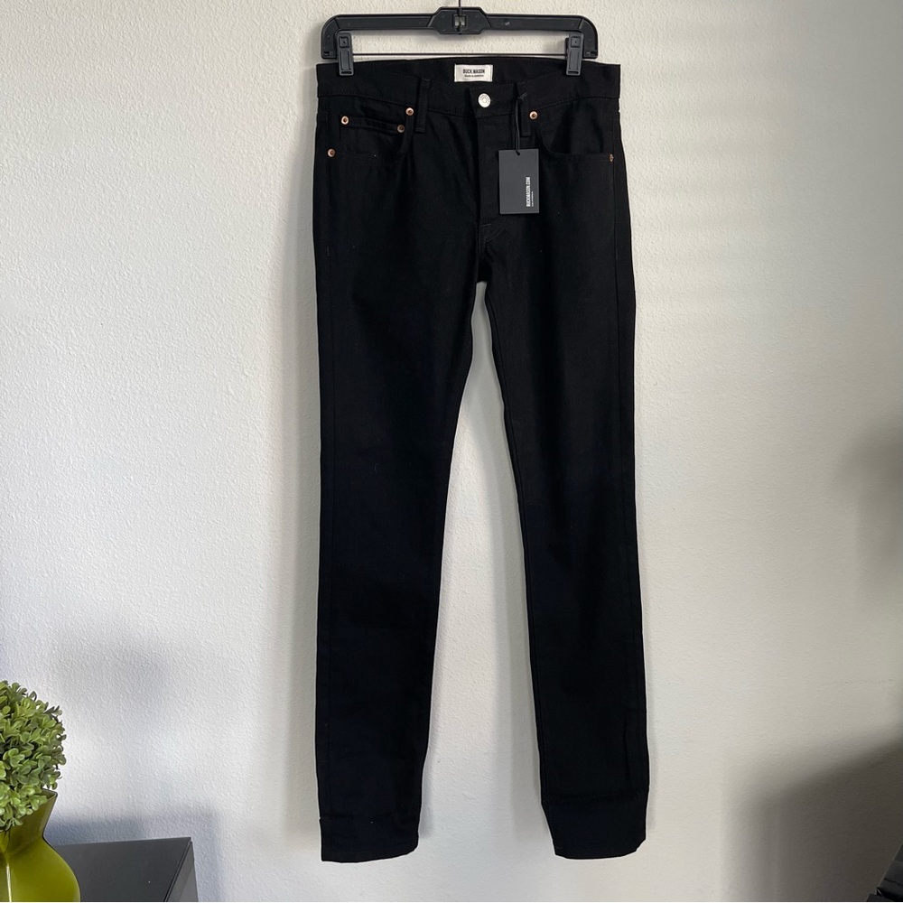 Buck Mason Black Denim Stretch Slim Jeans